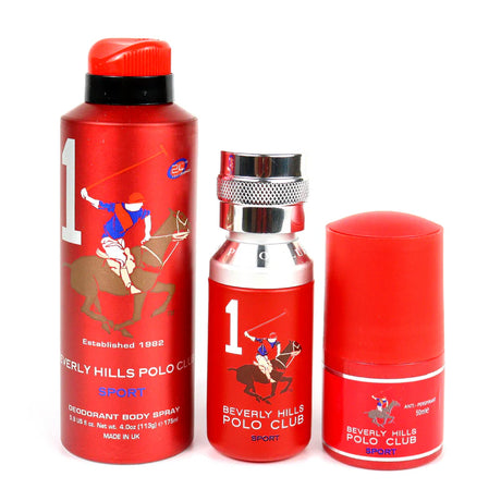 Gift Set Beverly Hills Polo Club: 1982 - Sport 1, Eau De Toilette, For Men, 50 ml + 1982 - Sport 1, Anti-Perspirant, Deodorant Spray, For Men, 175 ml + 1982 - Sport 1, Anti-Perspirant, Deodorant Roll-On, For Men, 50 ml - Feel You