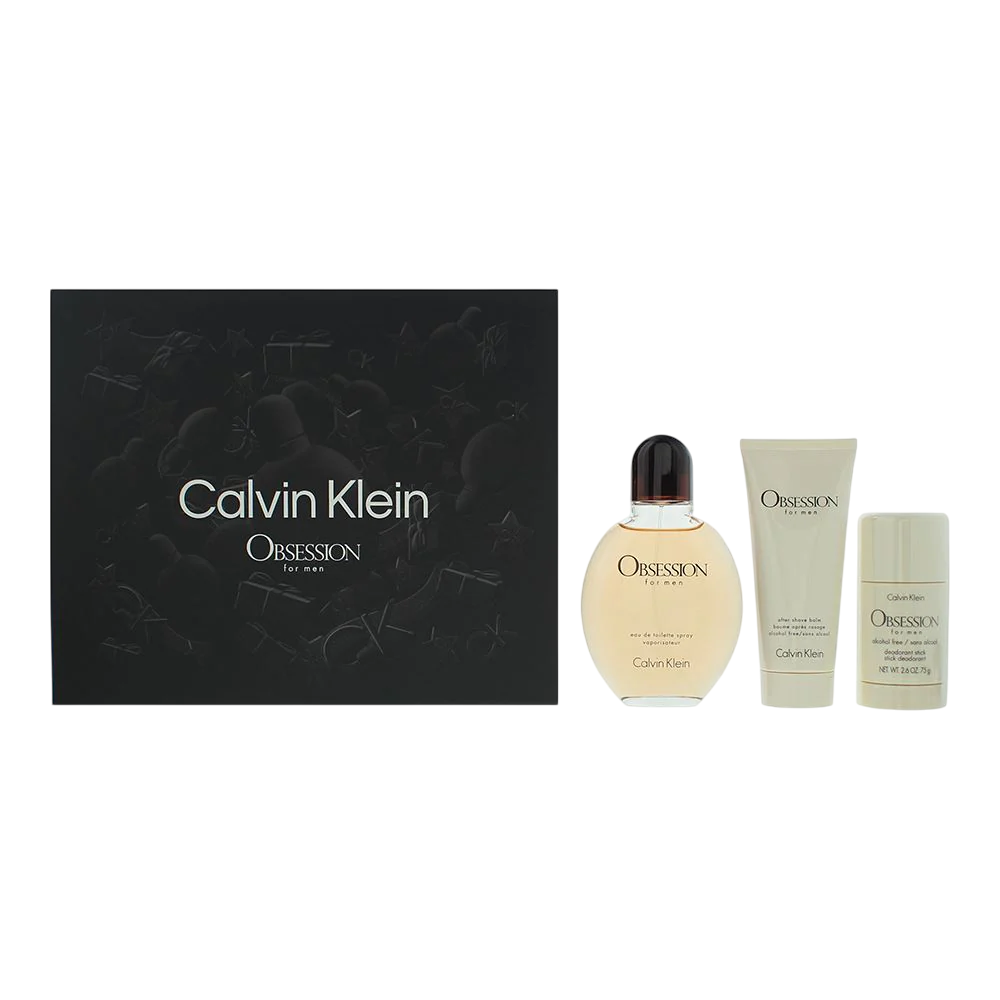 Set Calvin Klein: Obsession, Eau De Toilette, For Men, 125 ml + Obsession, Anti-Sweat, Deodorant Stick, For Men, 75 g + Obsession, Calming, After-Shave Balm, 75 ml - Feel You