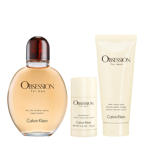 Set Calvin Klein: Obsession, Eau De Toilette, For Men, 125 ml + Obsession, Calming, After-Shave Balm, 100 ml + Obsession, Anti-Sweat, Deodorant Stick, For Men, 75 g - Feel You