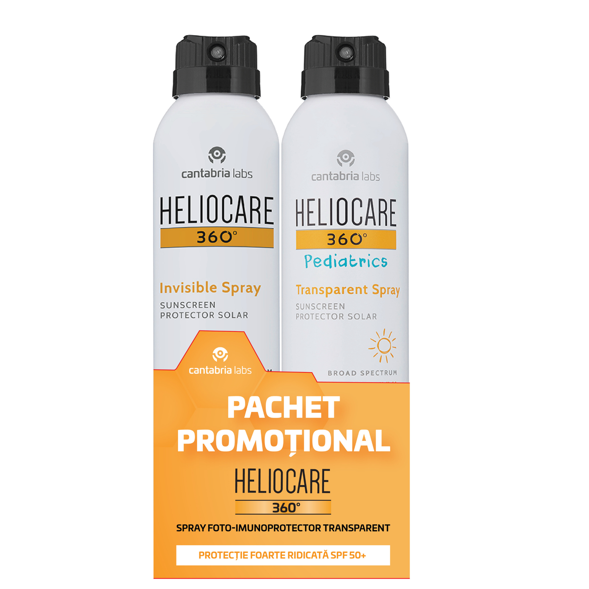 Set Cantabria Labs: Heliocare 360º Pediatrics, Sun Protection, Sunscreen Spray, SPF 50+, 200 ml + Heliocare 360º, Hydrating, UV Protection, Sunscreen Spray, SPF50+, 200 ml - Feel You