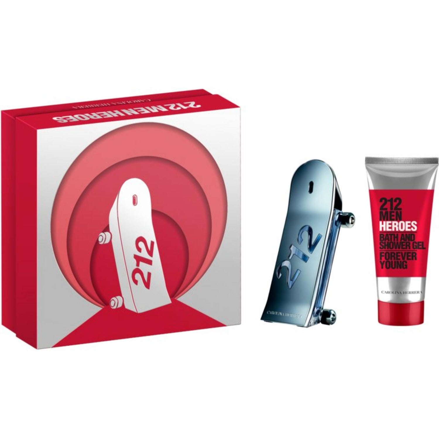 Set Carolina Herrera: 212 Heroes, Eau De Toilette, For Men, 90 ml + 212 Heroes, Shower Gel, For All Skin Types, 100 ml - Feel You