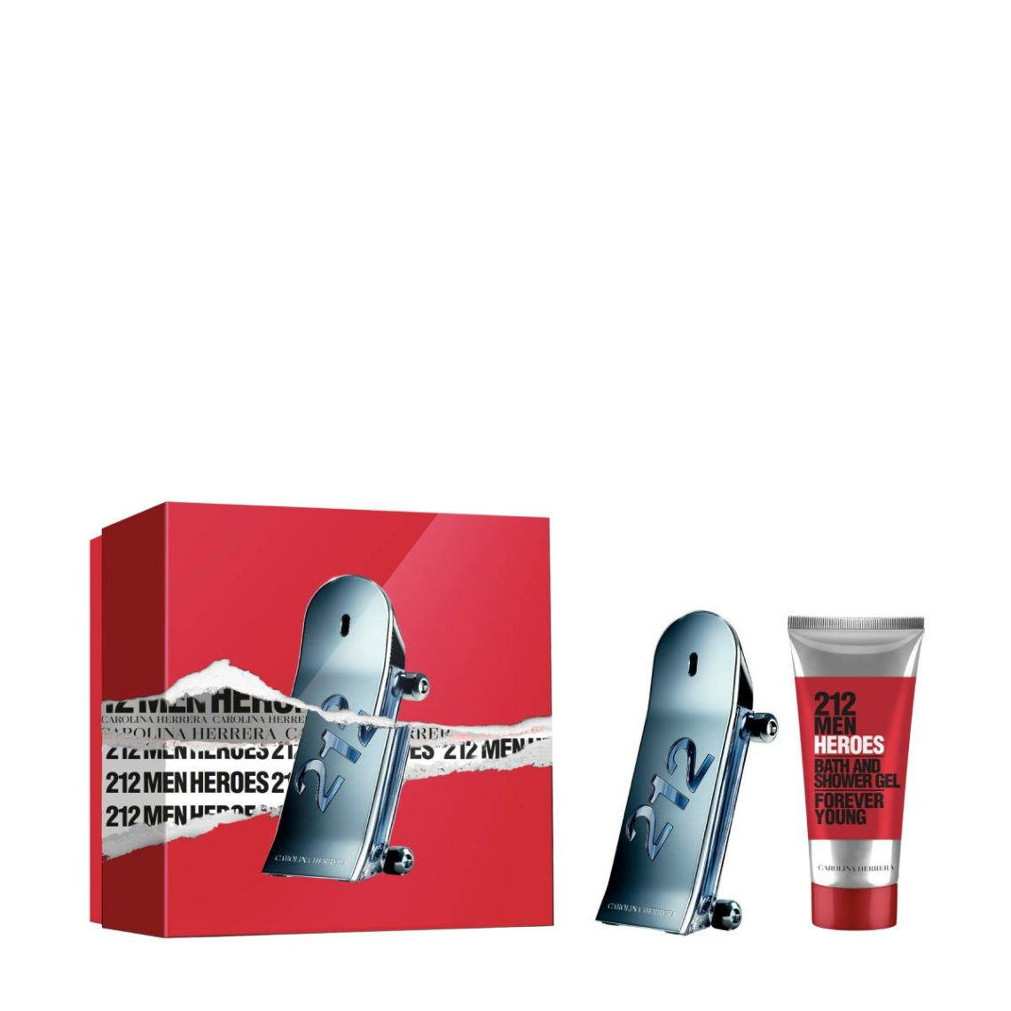 Set Carolina Herrera: 212 Heroes, Eau De Toilette, For Men, 90 ml + 212 Heroes, Shower Gel, For All Skin Types, 100 ml - Feel You