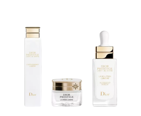 Set Christian Dior: Prestige Light-In-White, Illuminating, Serum, For Face, 30 ml + Prestige Light-In-White, Illuminating, Cream, For Face, 30 ml + Prestige L’Oleo-Essence Lumiere, Brightening, Peeling Lotion, 15 ml - Feel You