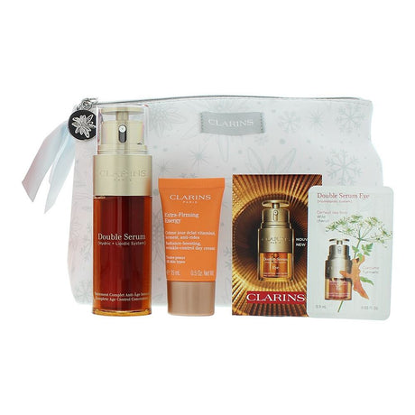 Set Clarins: Double, Anti-Ageing, Serum, For Face, 50 ml + Extra-Firming Energy, Anti-Wrinkle, Day, Cream, For Face, 15 ml + Double, Anti-Aging, Eye Serum, 7 pcs, 0.9 ml - Feel You