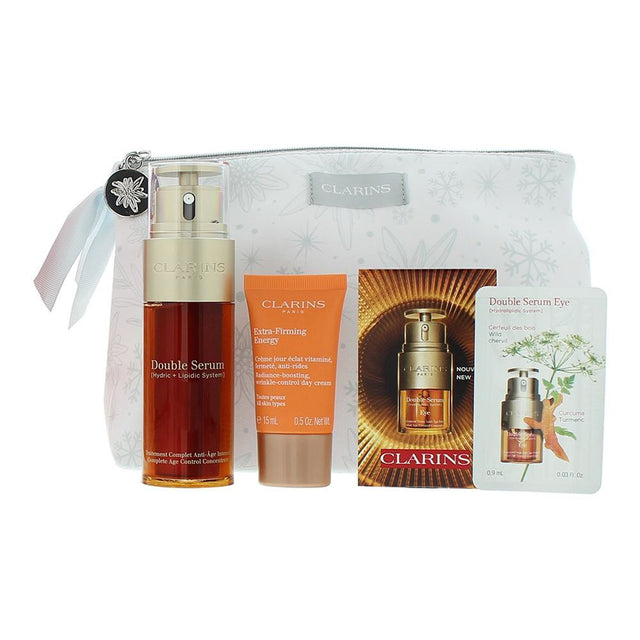 Set Clarins: Double, Anti-Ageing, Serum, For Face, 50 ml + Extra-Firming Energy, Anti-Wrinkle, Day, Cream, For Face, 15 ml + Double, Anti-Aging, Eye Serum, 7 pcs, 0.9 ml - Feel You