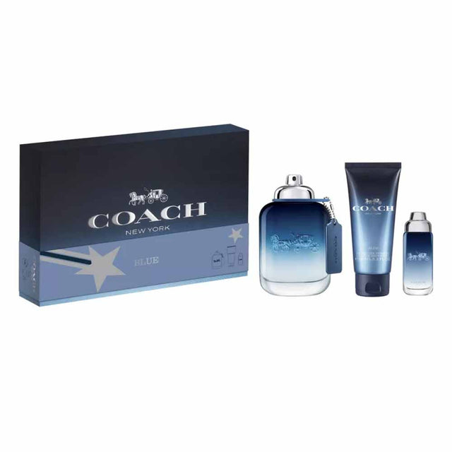 Set Coach: Blue, Eau De Toilette, For Men, 100 ml + Blue, Eau De Toilette, For Men, 15 ml + Blue, Shower Gel, Beard & Hair, 100 ml - Feel You