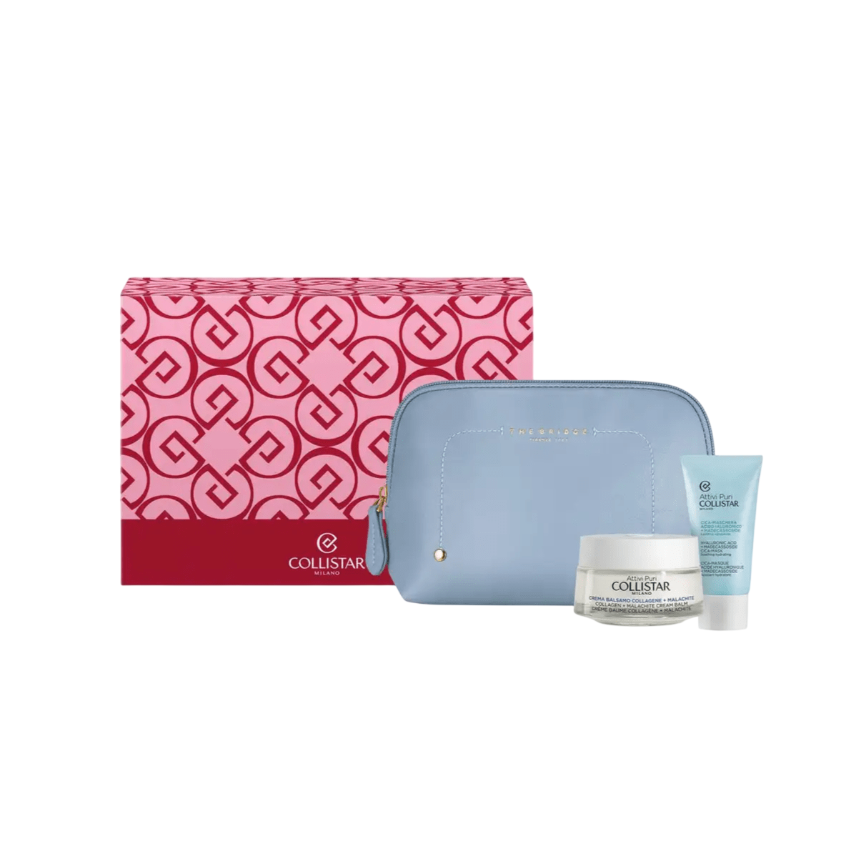 Set Collistar: Pure Actives, Collagen+ Malachite, Firming, Day & Night, Cream, For Face & Neck, 50 ml + Pure Actives, Hyaluronic Acid, Hydrating, Soothing, Cream Mask, For Face, 75 ml + The Bridge, GWP Textile Pouch, Blue - Feel You