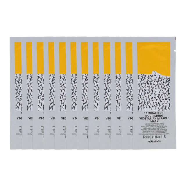 Set, Davines, Natural Tech Nourishing Hair Building Pack, Hair Treatment Cream Mask, 12 pcs, 12 ml - Feel You