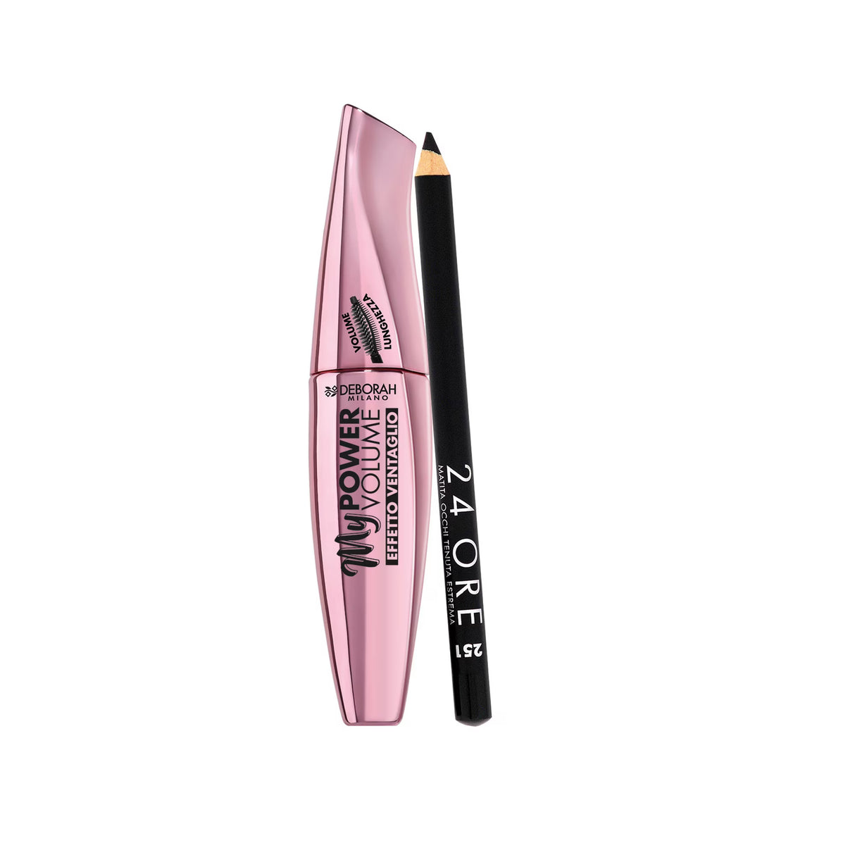 Set Deborah: 24H Extra, Gel Pencil Eyeliner, Black, 1.5 g + My Power, Waterproof, Volumizing, Mascara, Black, 14 ml - Feel You