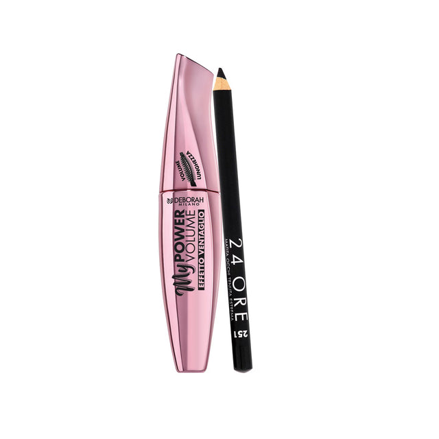 Set Deborah: 24H Extra, Gel Pencil Eyeliner, Black, 1.5 g + My Power, Waterproof, Volumizing, Mascara, Black, 14 ml - Feel You