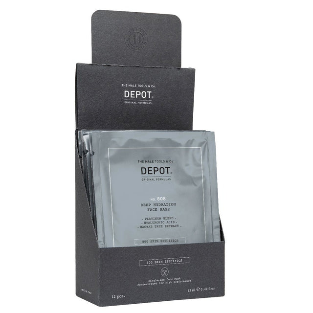Set, Depot, 800 Skin Specifics No. 808, Hyaluronic Acid, Deeply Hydrating/Soothing & Revitalizing, Sheet Mask, For Face, Day, 12 pcs, 13 ml - Feel You