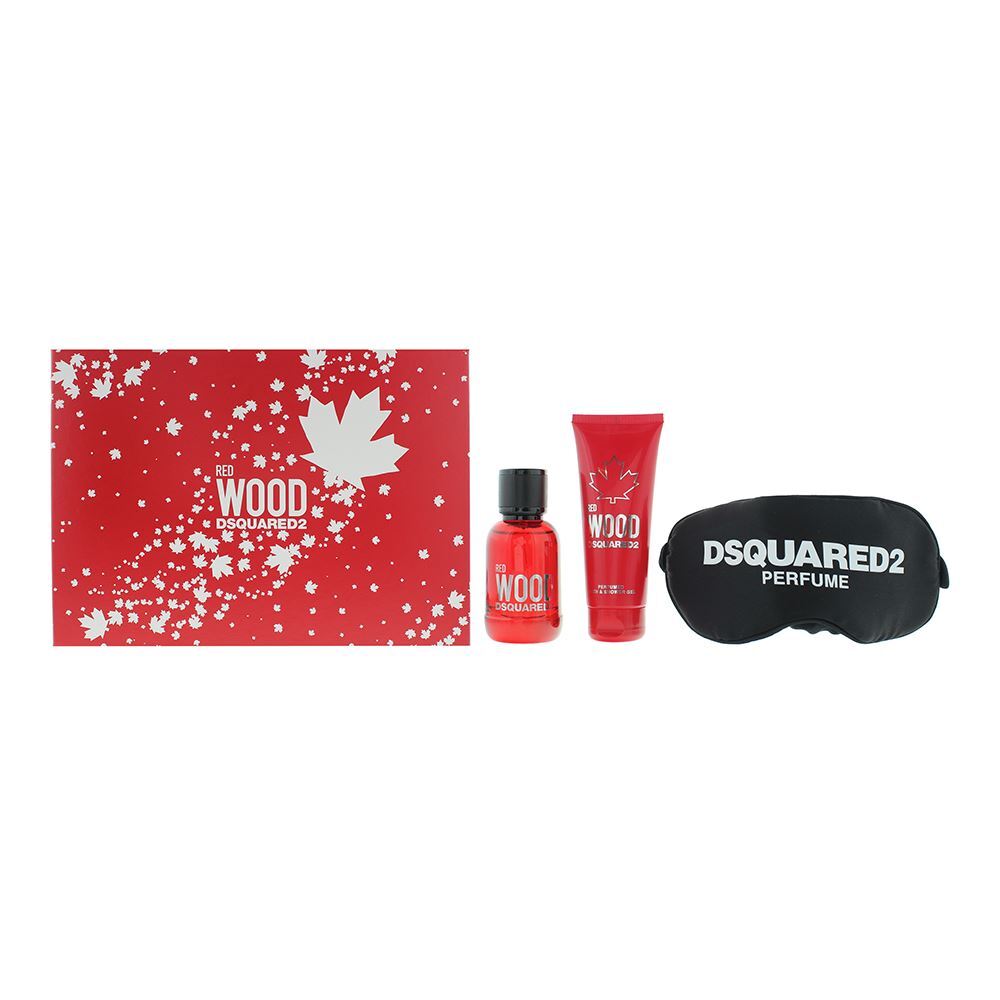 Set Dsquared 2: Red Wood, Eau De Toilette, For Women, 50 ml + Red Wood, Shower Gel & Shampoo 2-In-1, 50 ml + Dsquared, Sleep Mask, Black, Universal - Feel You
