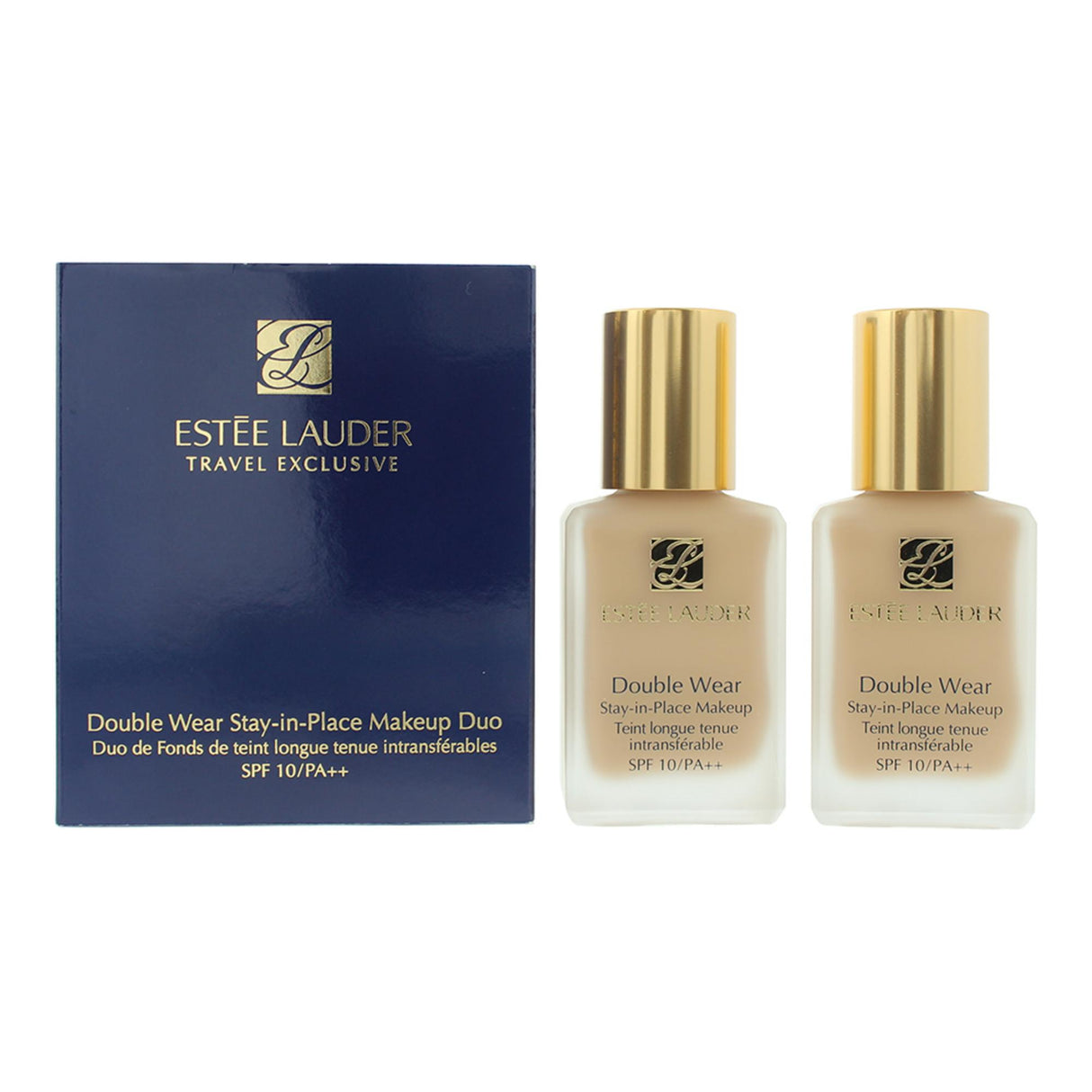 Set Duo, Estee Lauder, Double Wear - Stay-In-Place Makeup, Oil-Free, Matte Finish, Liquid Foundation, 1W2, Sand, SPF 10, 2 pcs, 30 ml - Feel You