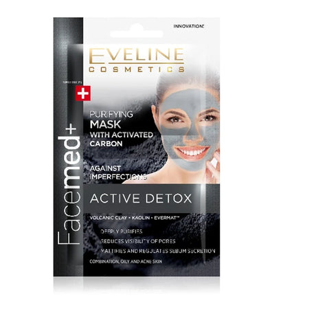 Set Duo, Eveline Cosmetics, Facemed+ Active Detox, Carbon, Detoxifying, Clay Mask, 2 pcs, 10 ml - Feel You