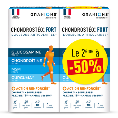 Set Duo, Granions, Chondrosteo+Forte, Support Joint Mobility, Flexibility & Comfort, Capsules, 120 capsules - Feel You
