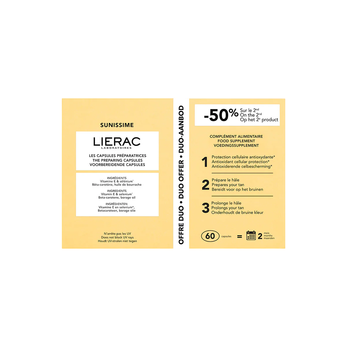 Set Duo, Lierac, Sunissime, Enhance & Prolong Tan, Capsules, 60 pcs - Feel You