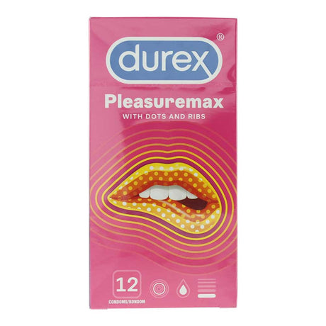 Set, Durex, Pleasuremax, Condoms, Ribbed, 12 pcs - Feel You