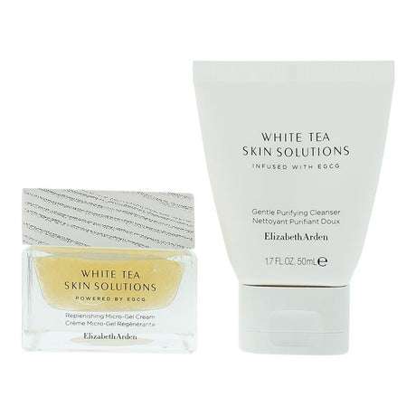 Set Elizabeth Arden: White Tea Skin Solutions, Purifying, Cleansing Cream, 50 ml + White Tea Skin Solutions, Replenishing, Gel Cream, For Face, 50 ml - Feel You