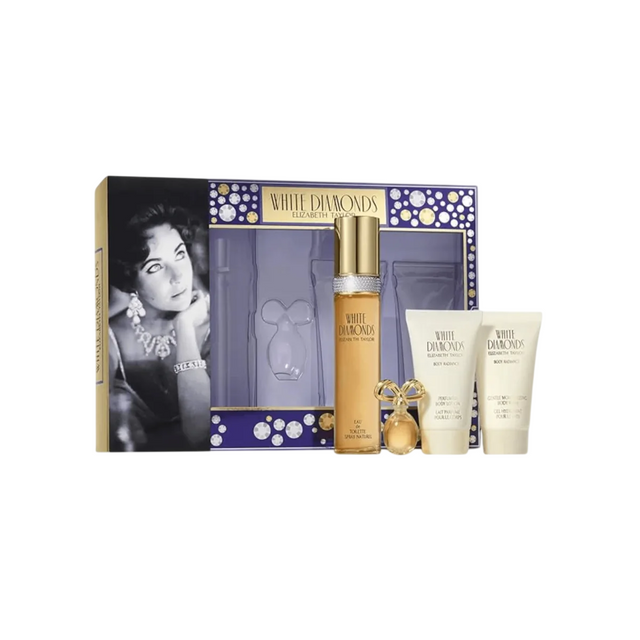 Set Elizabeth Taylor: White Diamonds, Eau De Toilette, For Women, 50 ml + White Diamonds, Parfum, For Women, 3.7 ml *Miniature + White Diamonds, Hydrating, Body Lotion, 50 ml + White Diamonds, Body Wash, 50 ml - Feel You