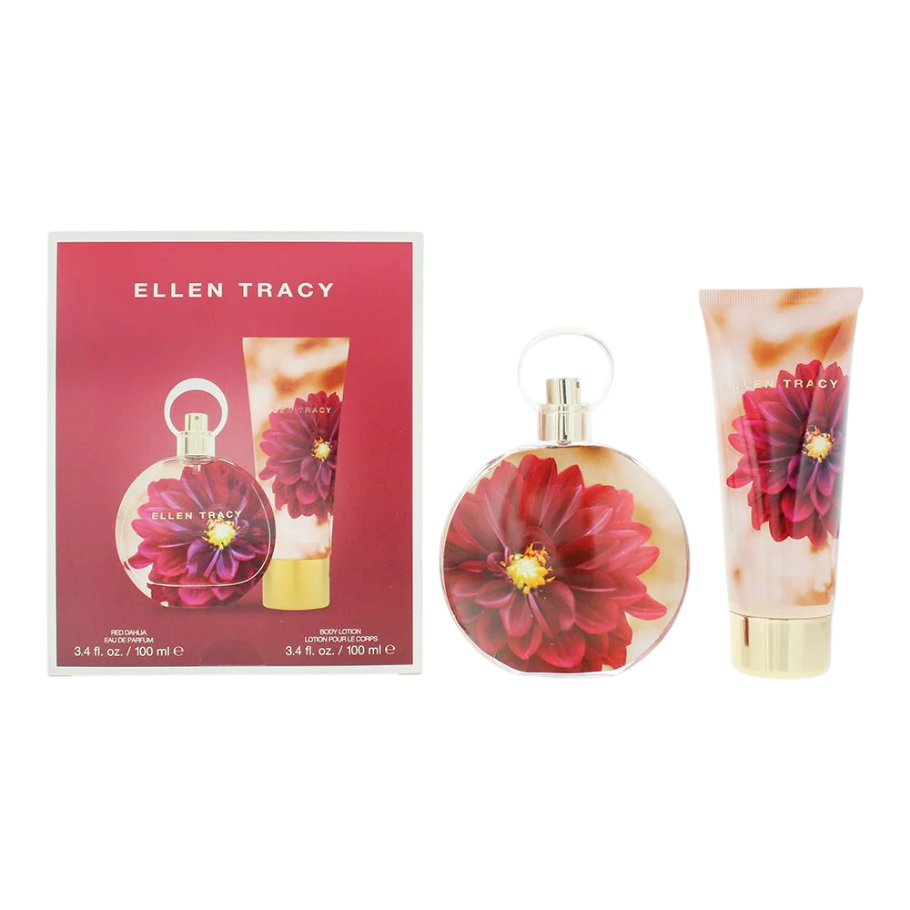 Set Ellen Tracy: Dream Florals Red Dahlia, Eau De Parfum, For Women, 100 ml + Dream Florals Red Dahlia, Moisturizes, Body Lotion, Body, 100 ml - Feel You