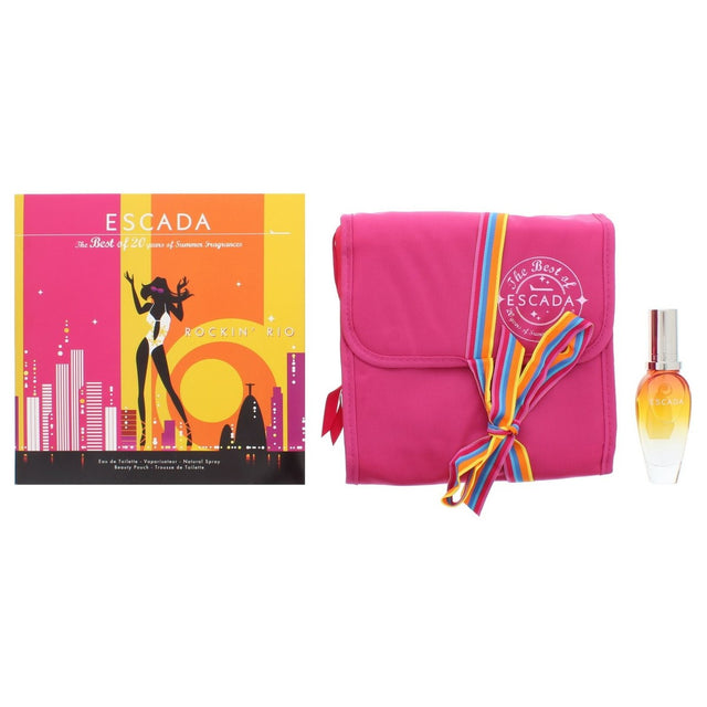 Set Escada: Rockin' Rio, Eau De Toilette, For Women, 30 ml + Escada, GWP Textile Pouch, Pink - Feel You