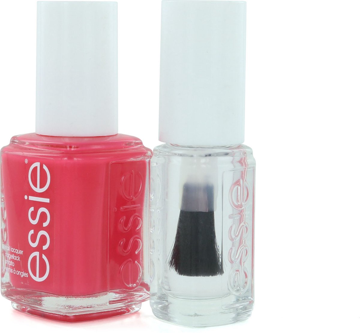 Set Essie: Nail Enamel, Vegan, Glossy Shine Finish, Nail Polish, 72, Peach Daiquiri, 13.5 ml + Nail Care - Good To Go, Top Coat, Nail Strengthening Lacquer, 5 ml - Feel You