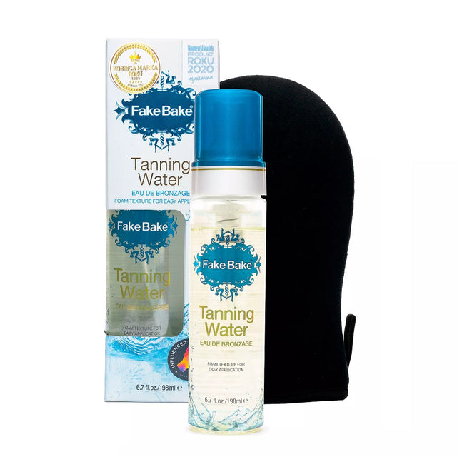 Set Fake Bake: Tanning Water, Bronzing, Self-Tanning Spray, 198 ml + Fake Bake, Tanning Mitts, Black - Feel You