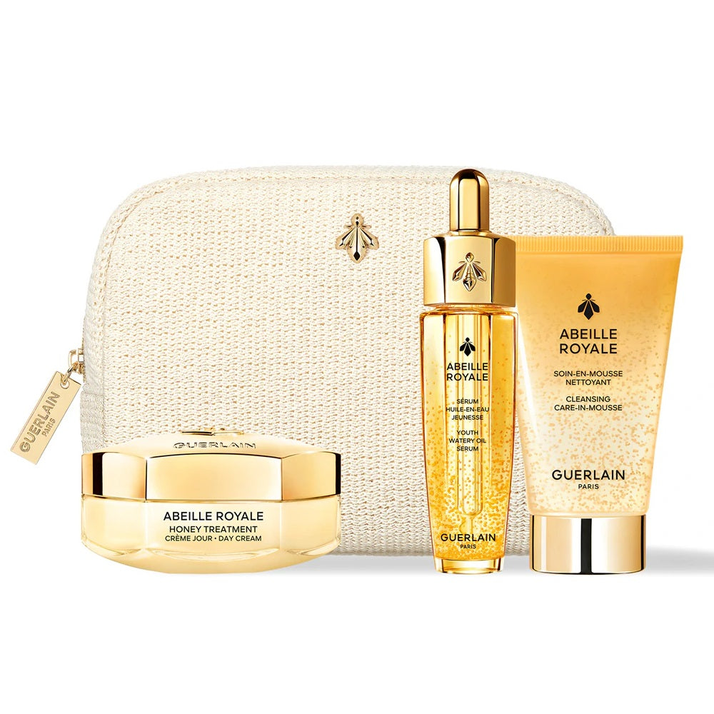 Set Guerlain: Abeille Royale, Honey, Age-Defying, Day, Cream, For Face, 50 ml + Abeille Royale, Replumping, Oil, For Face & Neck, 15 ml + Abeille Royale, Cleansing Foam, 40 ml - Feel You