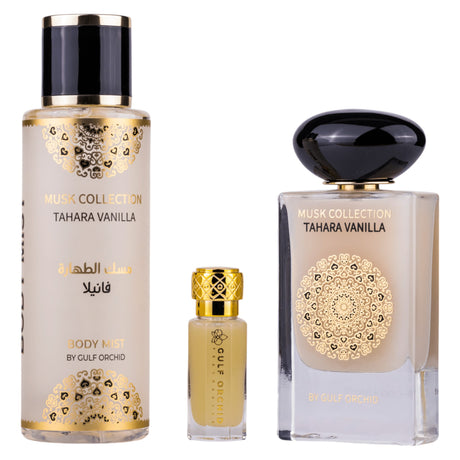 Set Gulf Orchid: Tahara Vanilla, Eau De Parfum, Unisex, 60 ml + Tahara Vanilla, Scented Spray, For Women, 250 ml + Tahara Vanilla, Perfume Oil, For Women, 12 ml *Miniature - Feel You