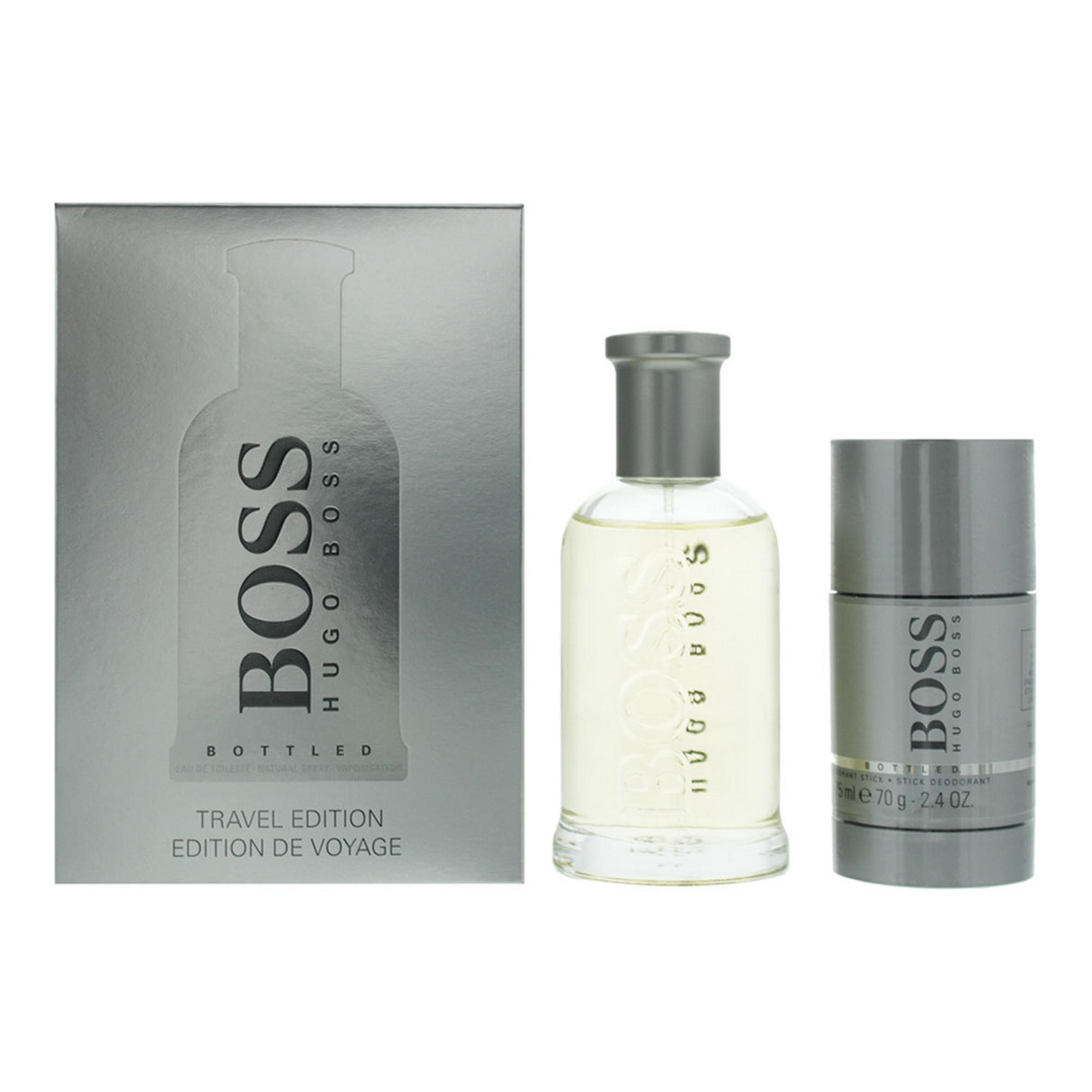 Set Hugo Boss: Boss Bottled, Eau De Toilette, For Men, 100 ml + Boss Bottled, Sandalwood, Cider and Vetiver, Deodorant Stick, For Men, 75 ml - Feel You