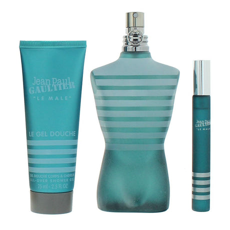 Set Jean Paul Gaultier: Le Male, Eau De Toilette, For Men, 125 ml + Le Male, Eau De Toilette, For Men, 10 ml + Le Male, Cleansing, Shower Gel, For All Skin Types, 75 ml - Feel You