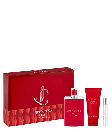Set Jimmy Choo: Man Extreme, Eau De Parfum, For Men, 100 ml + Man Extreme, Eau De Parfum, For Men, 7.5 ml + Man Extreme, Shower Gel, For Hair & Body, For All Skin Types, 100 ml - Feel You