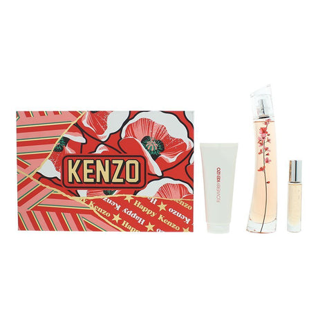 Set Kenzo: Flower Ikebana Sakura, Eau De Parfum, For Women, 75 ml + Flower Ikebana Sakura, Eau De Parfum, For Women, 10 ml + Flower Ikebana Sakura, Hydrating, Body Lotion, 75 ml - Feel You