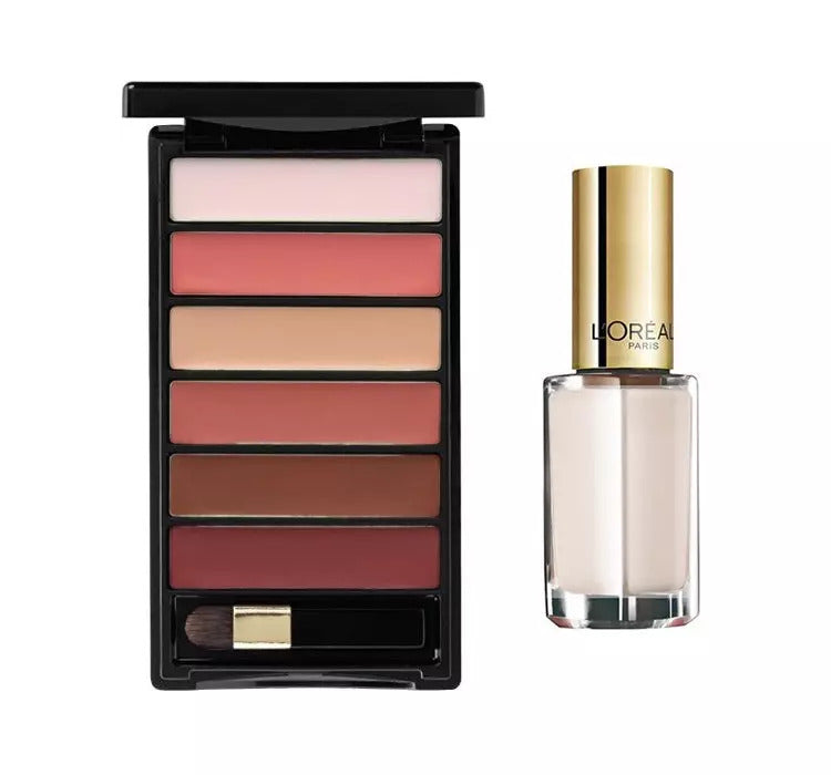 Set L'Oreal Paris: Color Riche La Palette Matte, Lip Palette, Nude, 6 g + Color Riche Le Vernis, Nail Polish, 961, Silky Fawn, 5 ml - Feel You