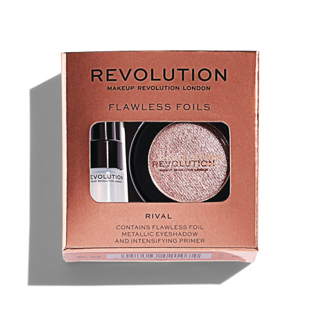 Set Makeup Revolution: Flawless Foils, Vegan, Eyeshadow Primer, 2 ml + Flawless Foils, Vegan, Eyeshadow Palette, Rival, 2 g - Feel You