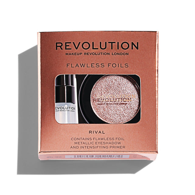 Set Makeup Revolution: Flawless Foils, Vegan, Eyeshadow Primer, 2 ml + Flawless Foils, Vegan, Eyeshadow Palette, Rival, 2 g - Feel You