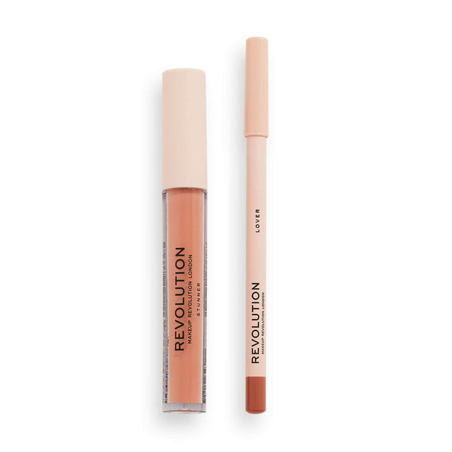 Set Makeup Revolution: Makeup Revolution, Liquid Lipstick, Lover, 3 ml + Makeup Revolution, Precision, Lip Liner, Lover, 1 g - Feel You