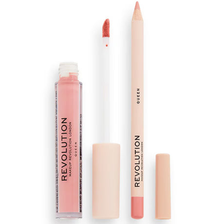 Set Makeup Revolution: Makeup Revolution, Liquid Lipstick, Queen, 3 ml + Makeup Revolution, Precision, Lip Liner, Queen, 1 g - Feel You
