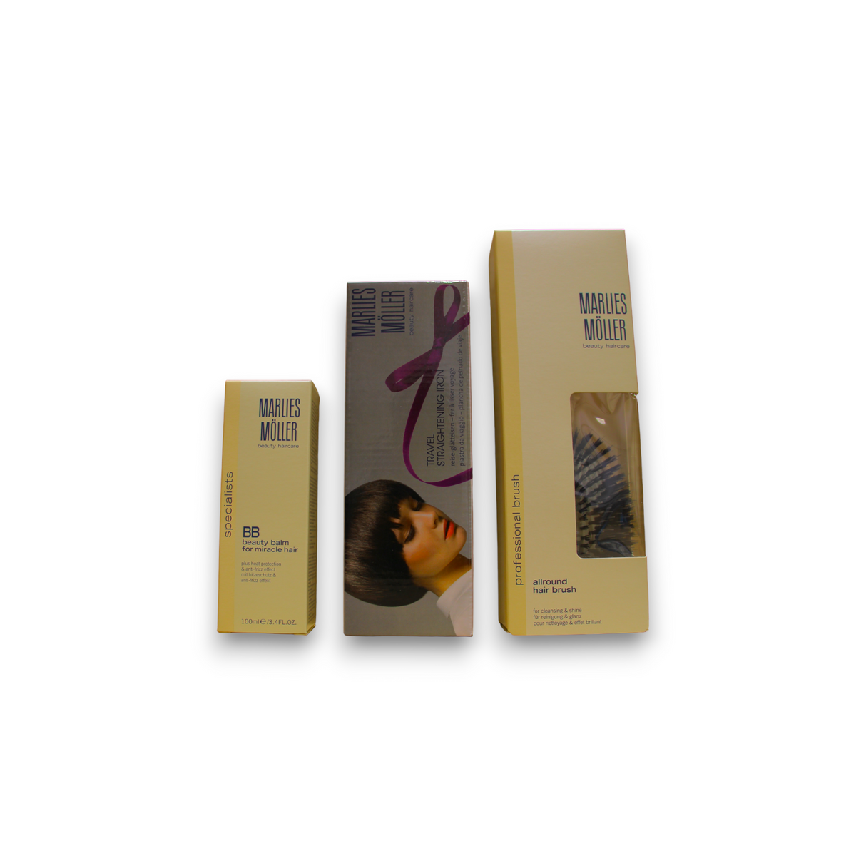 Set Marlies Moller: Specialists, Keratin, Hair Oil Conditioner, Sleek & Shine, 100 ml + Marlies Moller, Paddle, Hair Brush + Specialists, Keratin, Hair Shampoo, Sleek & Shine, 200 ml - Feel You