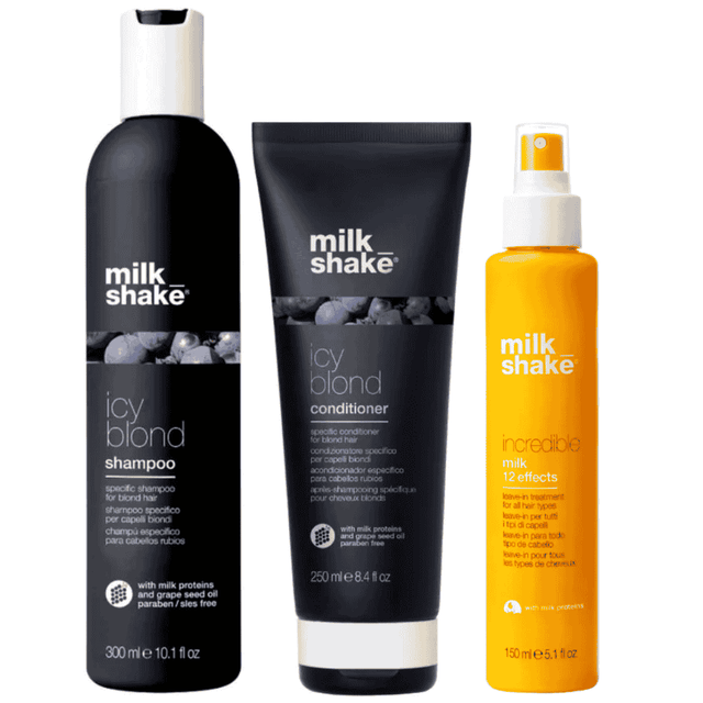 Set Milk Shake: Icy Blond, Hair Shampoo, 300 ml + Icy Blond, Hair Conditioner, 250 ml + Incredible, Hair Oil Treatment, Protects, 150 ml - Feel You