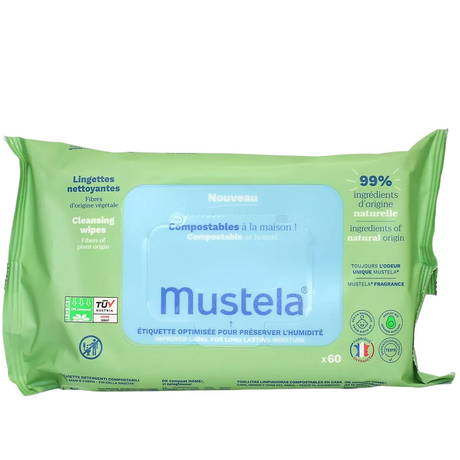 Set, Mustela, Compostable, Avocado, Cleansing Wipes, 60 pcs - Feel You
