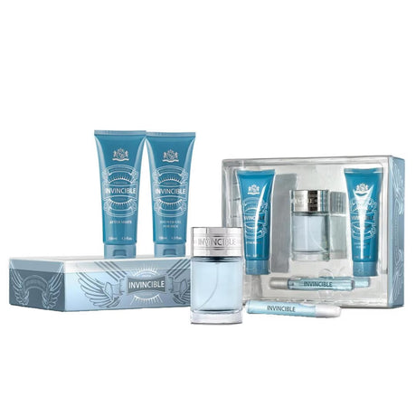 Set New Brand: Invincible, Eau De Toilette, For Men, 100 ml + Invincible, Eau De Toilette, For Men, 10 ml + Invincible, Cleansing, Shower Gel, All Over The Body, All Skin Types, 130 ml + Invincible, After-Shave Gel, 100 ml - Feel You