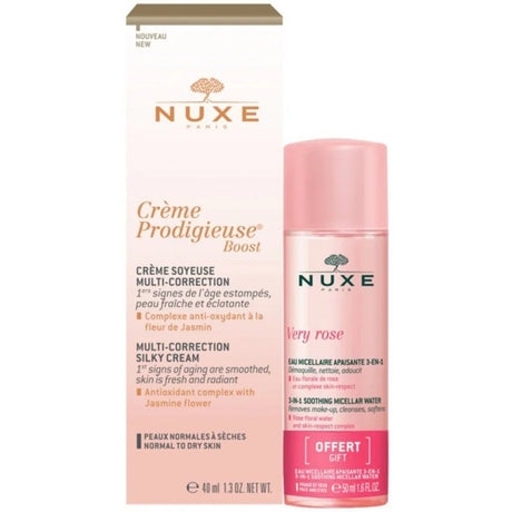 Set Nuxe: Creme Prodigieuse Boost, Multi-Correction, Cream, For Face, 40 ml + Very Rose, Cleansing, Micellar Water, For Sensitive Skin, 50 ml - Feel You