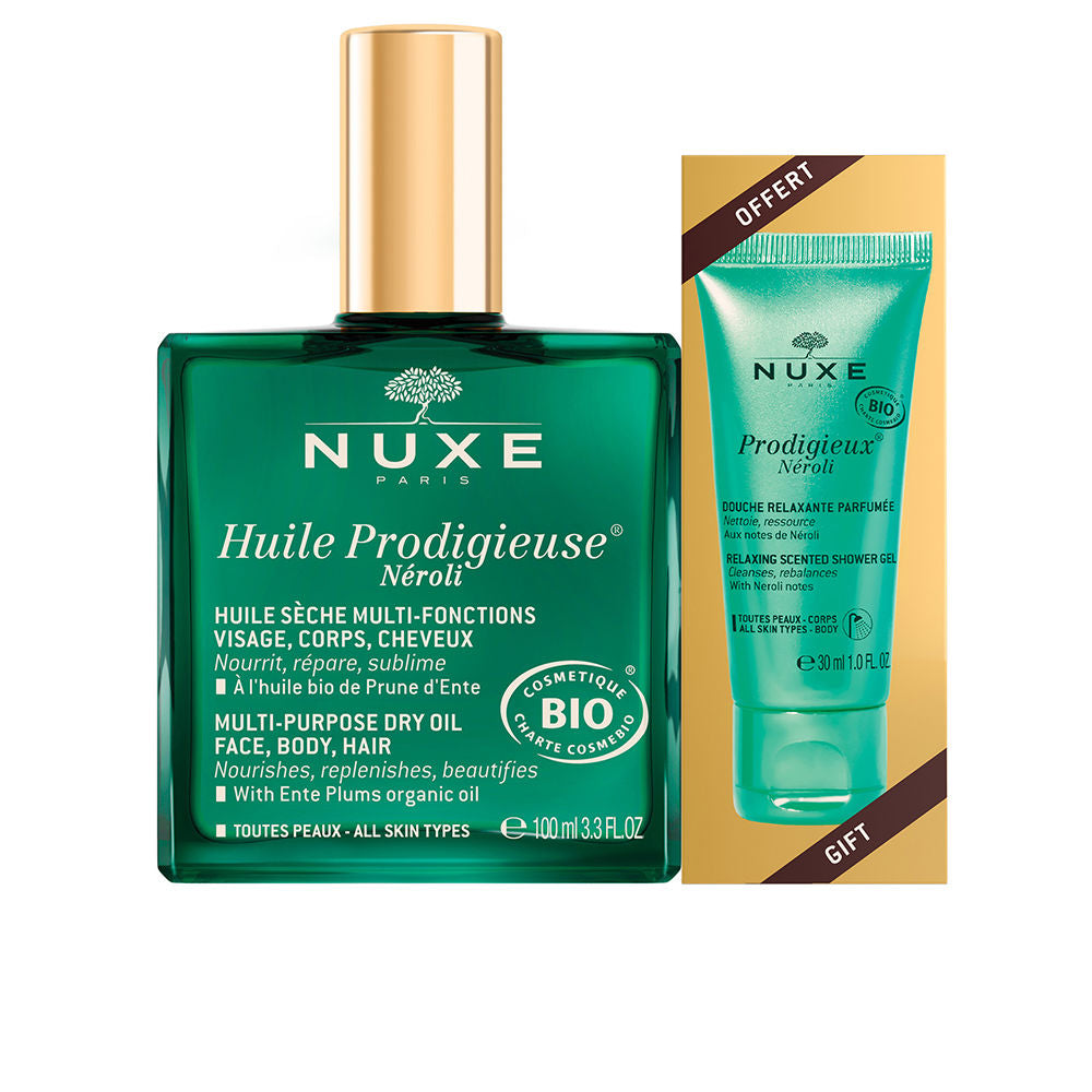 Set Nuxe: Huile Prodigieuse Multi-Purpose Neroli, Body Oil, For Face, Body & Hair, 100 ml + Prodigieux Neroli, Shower Gel, All Over The Body, For All Skin Types, 30 ml - Feel You