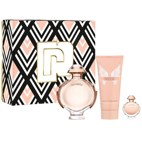 Set Paco Rabanne: Olympea, Eau De Parfum, For Women, 80 ml + Olympea, Hydrating, Body Lotion, 100 ml + Olympea, Eau De Parfum, For Women, 5 ml - Feel You