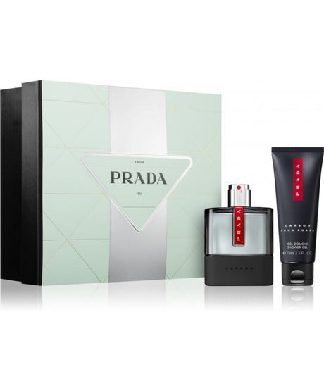 Set Prada: Luna Rossa Carbon, Eau De Toilette, For Men, 50 ml + Luna Rossa Carbon, Revitalized, Shower Gel, Body, 75 ml - Feel You