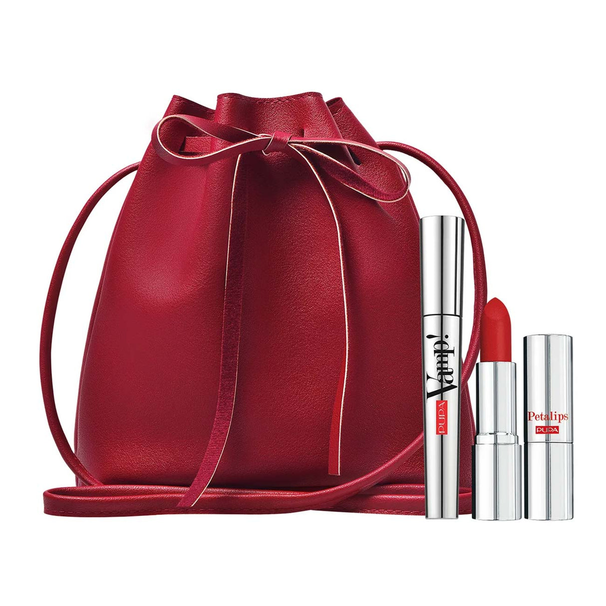 Set Pupa: Vamp! Definition, Paraben-Free, Waterproof, Lash Defining, Mascara, 001, Extra Black, 9 ml + Petalips, Paraben-Free, Matte, Cream Lipstick, 015, Dahlia Petal, 3.5 g - Feel You