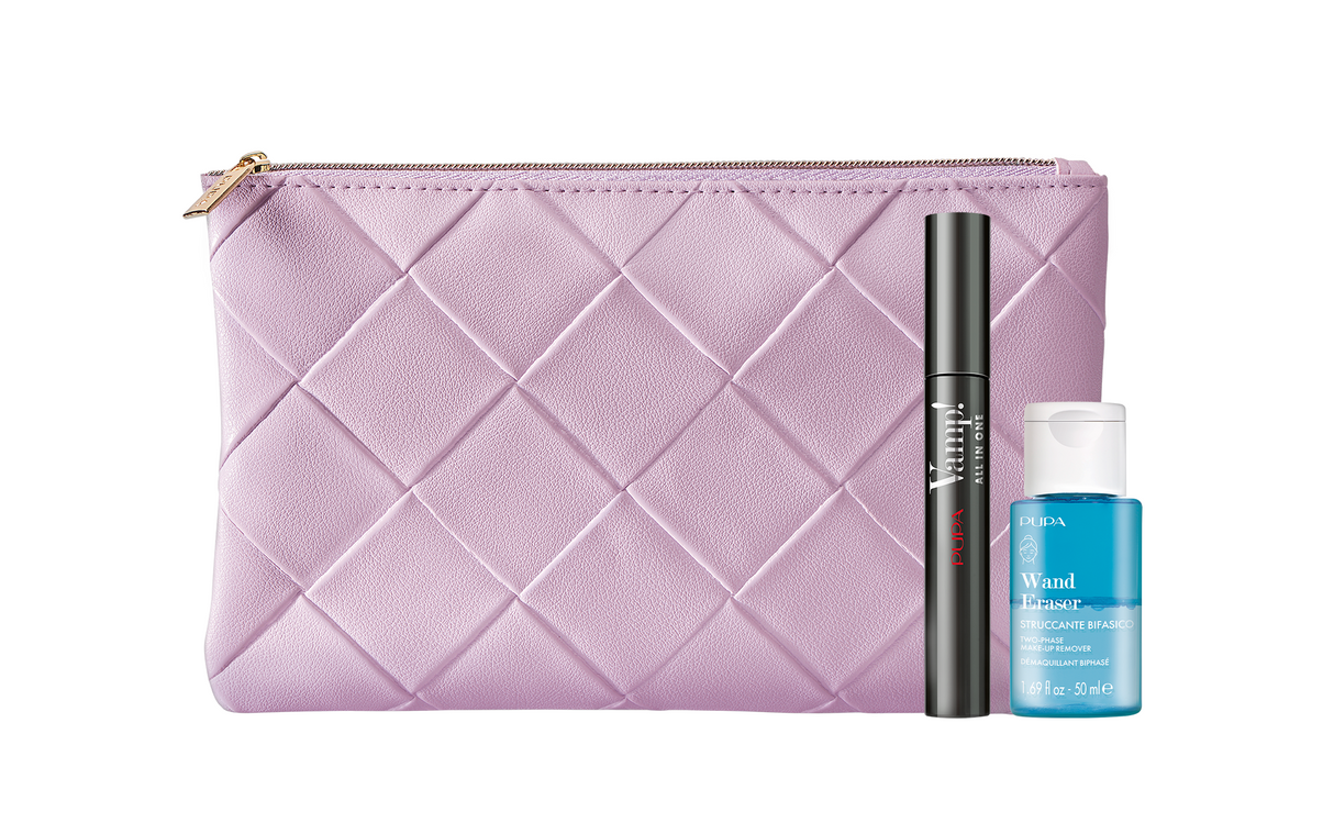 Set Pupa: Wand Eraser, Cleansing Toner, 50 ml + Vamp!, Paraben-Free, Curving, Mascara, 101, Extra Black, 9 ml - Feel You