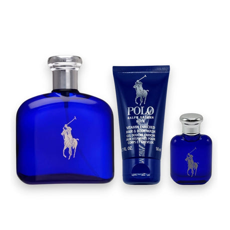 Set Ralph Lauren: Polo Blue, Eau De Parfum, For Men, 125 ml + Polo Blue, Shower Gel, Skin, All Skin Types, 75 ml + Polo Blue, Anti-Perspirant, Deodorant Stick, For Men, 75 g - Feel You