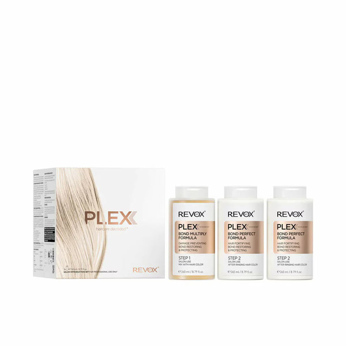 Set Revox B77: Plex Bond Step 1, Hair Cream Treatment, Bond Repair, 260 ml + Plex Bond Step 2, Hair Cream Treatment, Reconnects Bonds & Protect, 2 pcs, 260 ml - Feel You